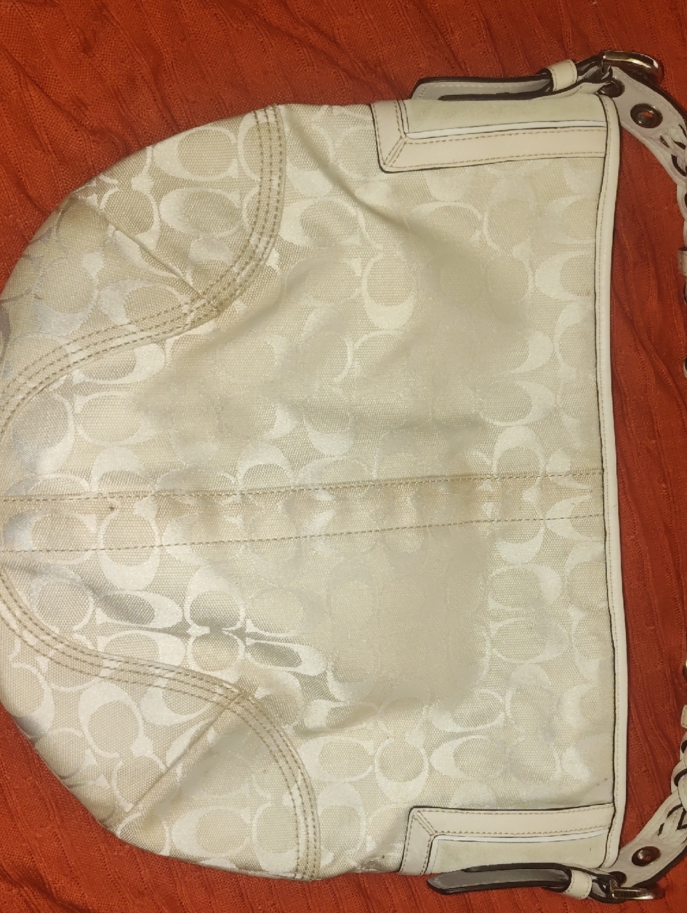 Coach Cream Signature Jacquard Shoulder Bag